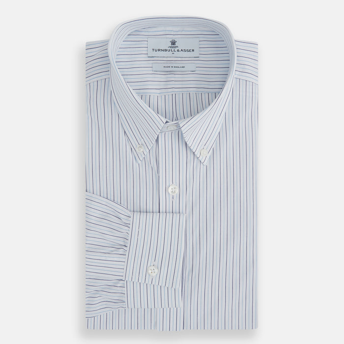Blue Double Pinstripe Richmond Shirt Image 3