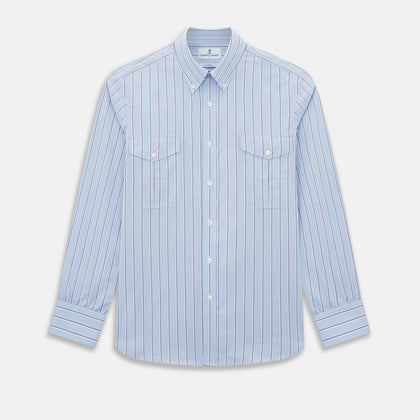Navy and Purple Multi-Stripe Richmond Shirt