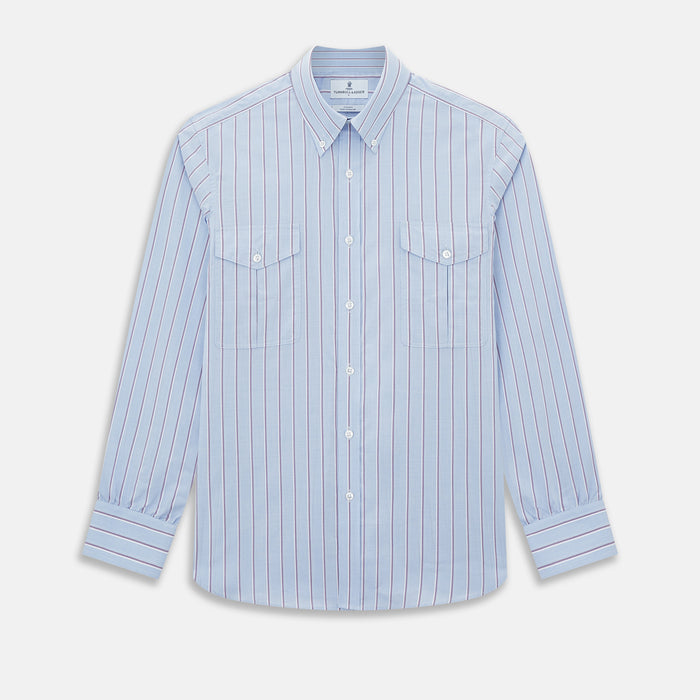 Navy and Purple Multi-Stripe Richmond Shirt