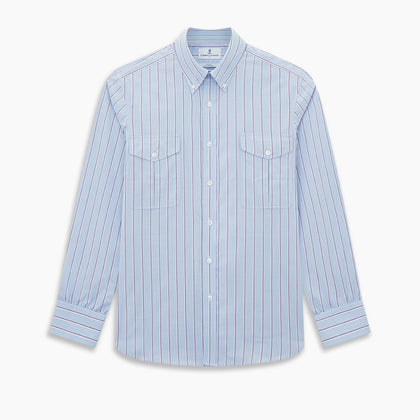 Navy and Purple Multi-Stripe Richmond Shirt Image 6