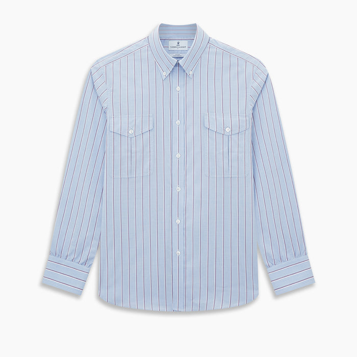 Navy and Purple Multi-Stripe Richmond Shirt Image 6