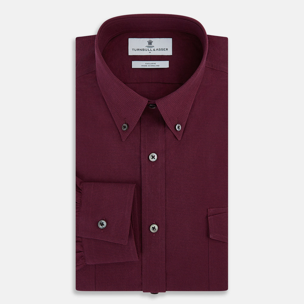 Wine Pin Check Richmond Shirt XXL