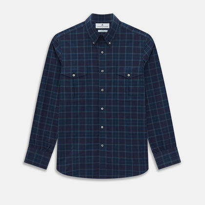 Navy and White Shadow Check Richmond Shirt