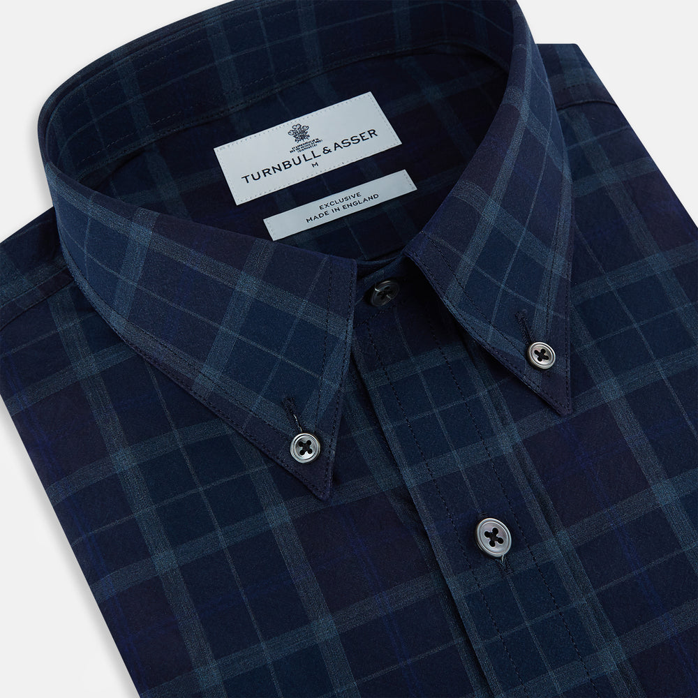 Navy and White Shadow Check Richmond Shirt L