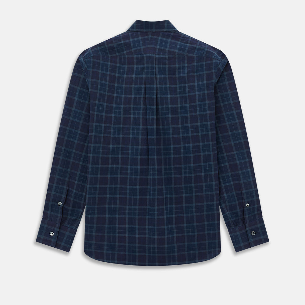 Navy and White Shadow Check Richmond Shirt L