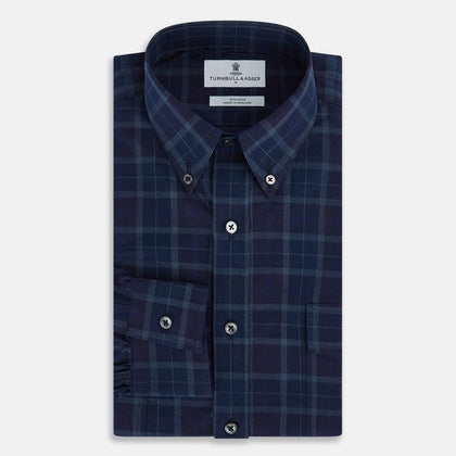 Navy and White Shadow Check Richmond Shirt Image 4