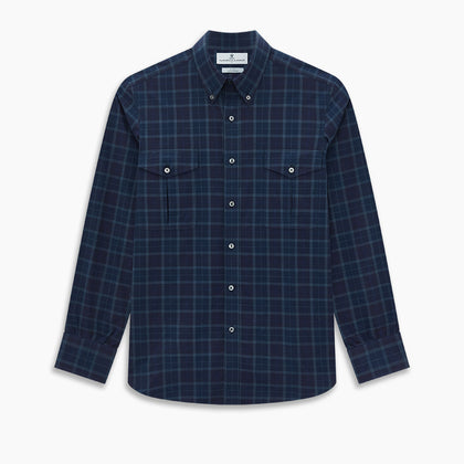 Navy and White Shadow Check Richmond Shirt Image 6