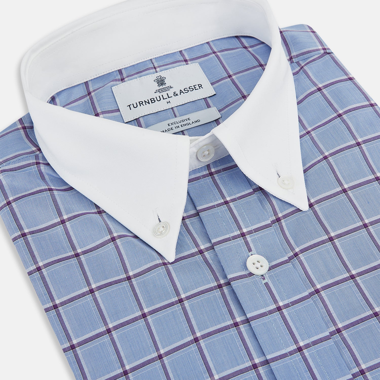 Image 2 of product Blue and Purple Windowpane Check Richmond Shirt with Contrast Collar & Cuffs XXL
