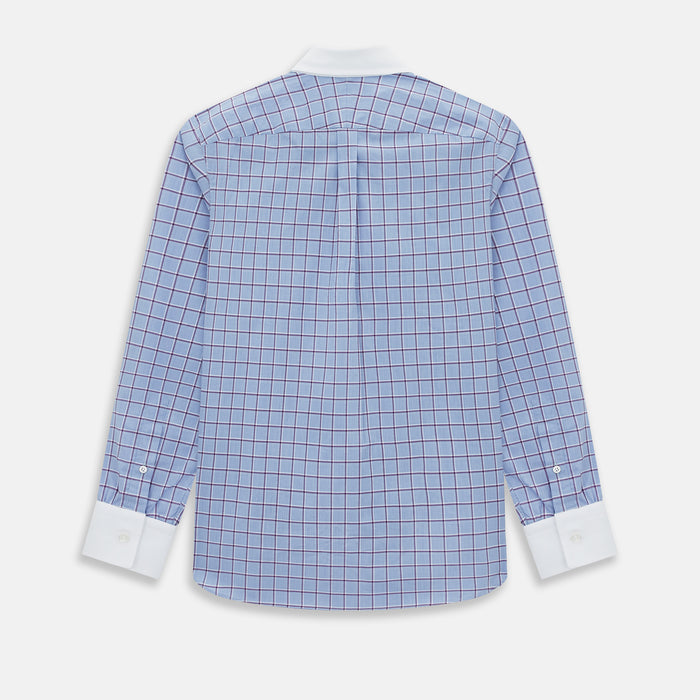 Blue and Purple Windowpane Check Richmond Shirt with Contrast Collar & Cuffs Image 2