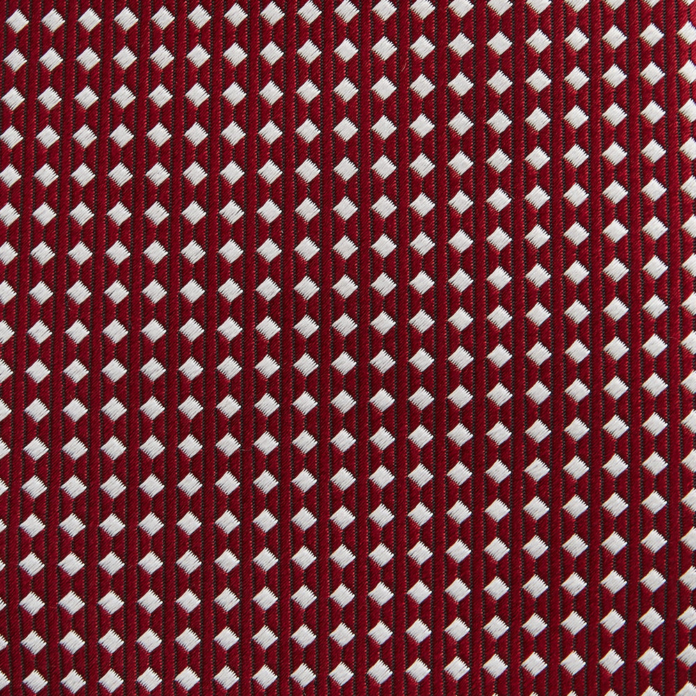 Slim Burgundy and White Diamond Silk Tie
