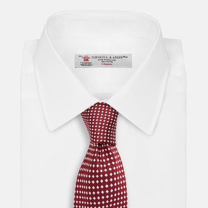 Slim Burgundy and White Diamond Silk Tie