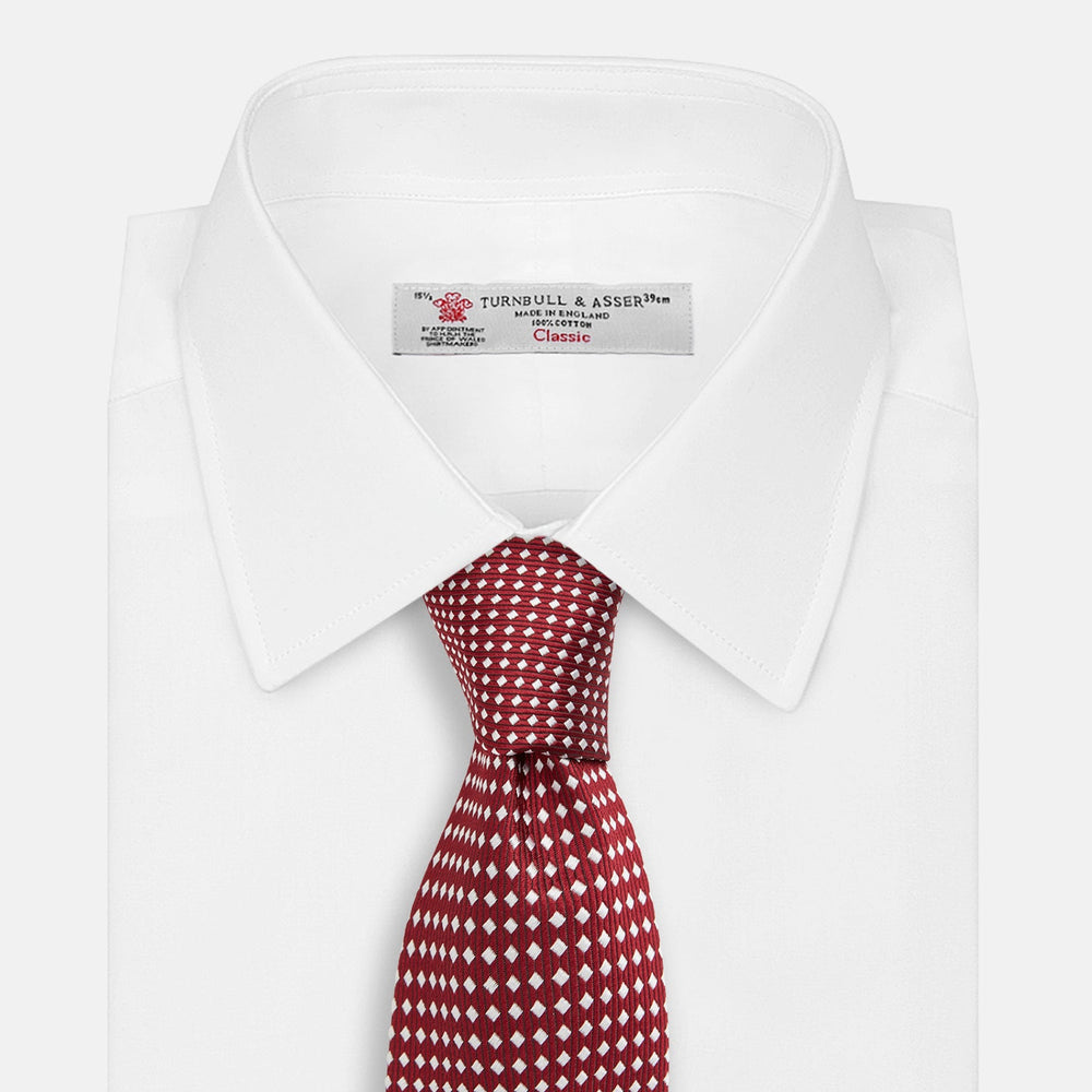 Slim Burgundy and White Diamond Silk Tie