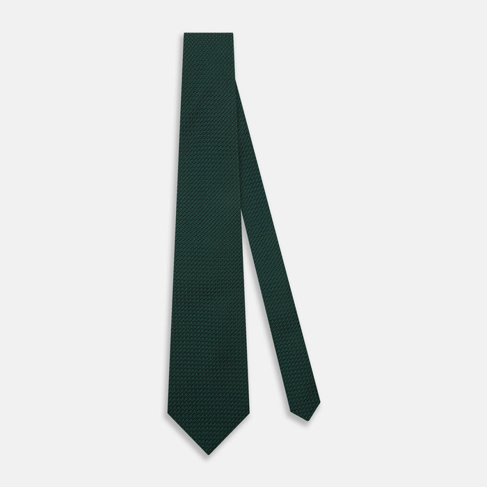 Dark Green Grenadine Silk Tie Image 1
