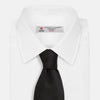 View 2 of product The Turnbull & Asser Black Lace Silk Tie, featuring a refined texture, is elegantly displayed on a white background.