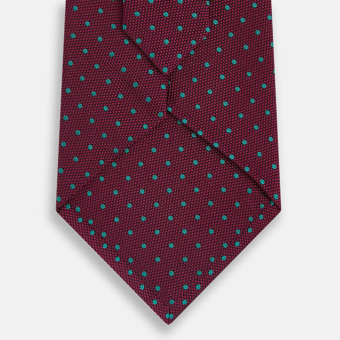 Green and Magenta Micro Dot Silk Tie Image 2