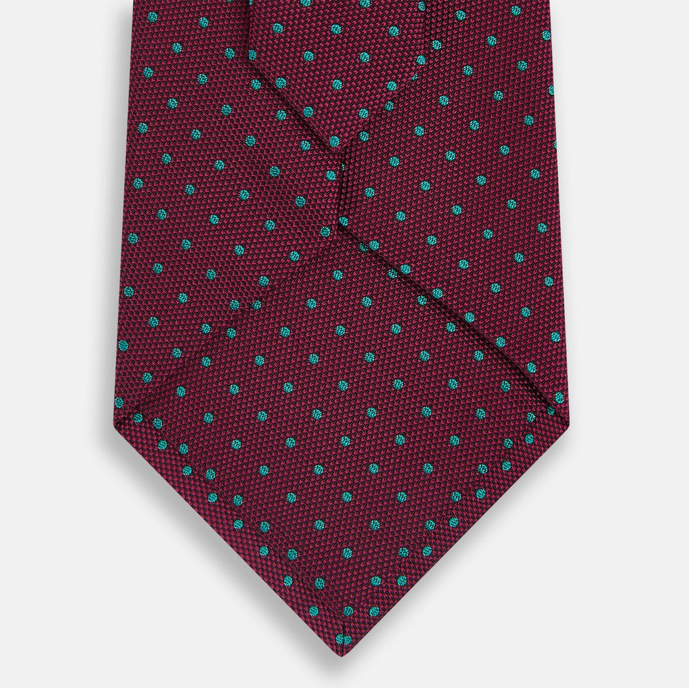 Green and Magenta Micro Dot Silk Tie