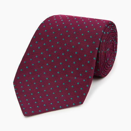 Green and Magenta Micro Dot Silk Tie Image 4