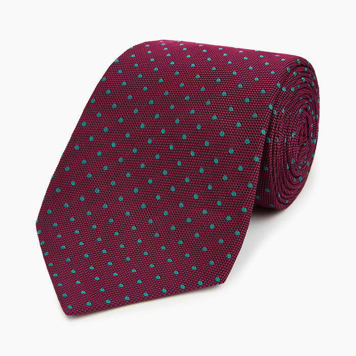 Green and Magenta Micro Dot Silk Tie Image 4