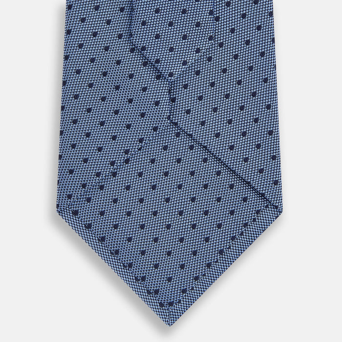 Navy and Blue Micro Dot Silk Tie Image 2