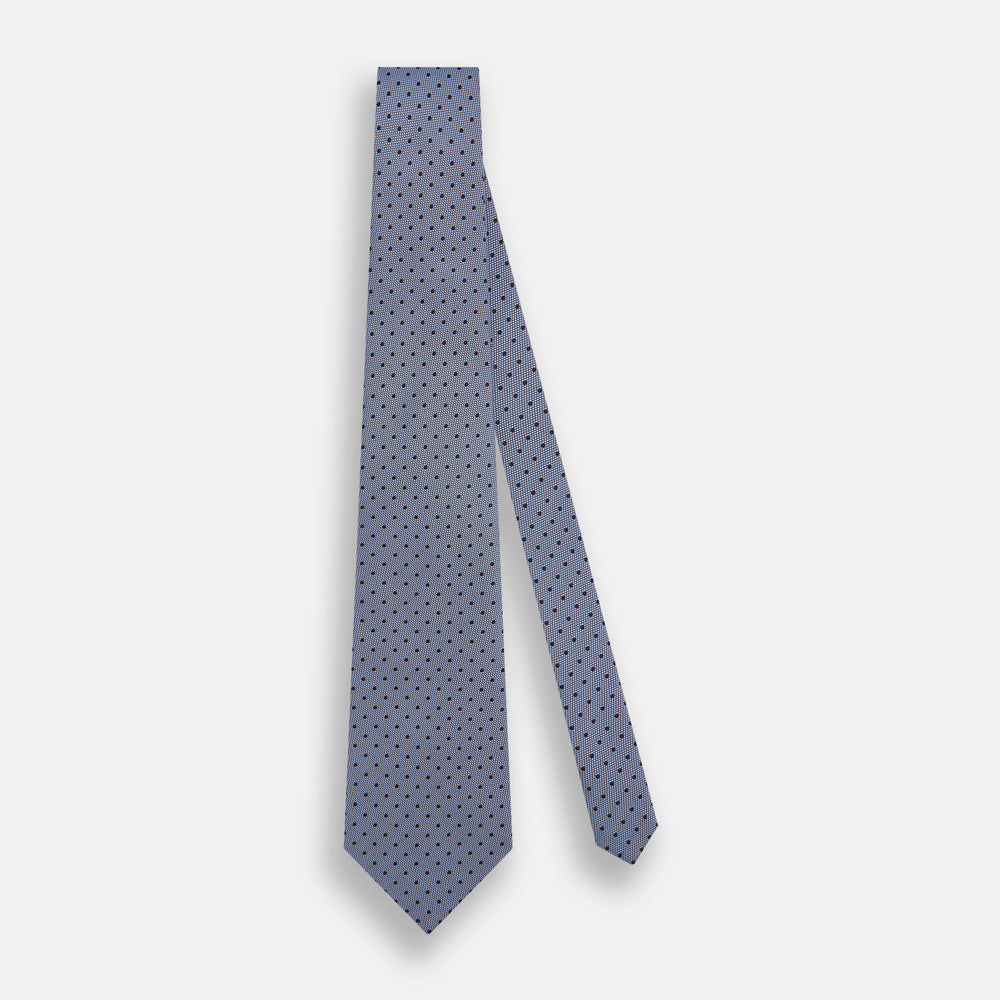 Navy and Pale Blue Micro Dot Silk Tie