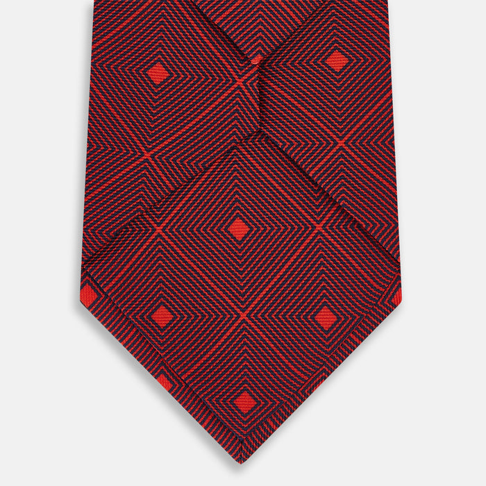 Tulip Red Concentric Diamond Printed Silk Tie Image 2