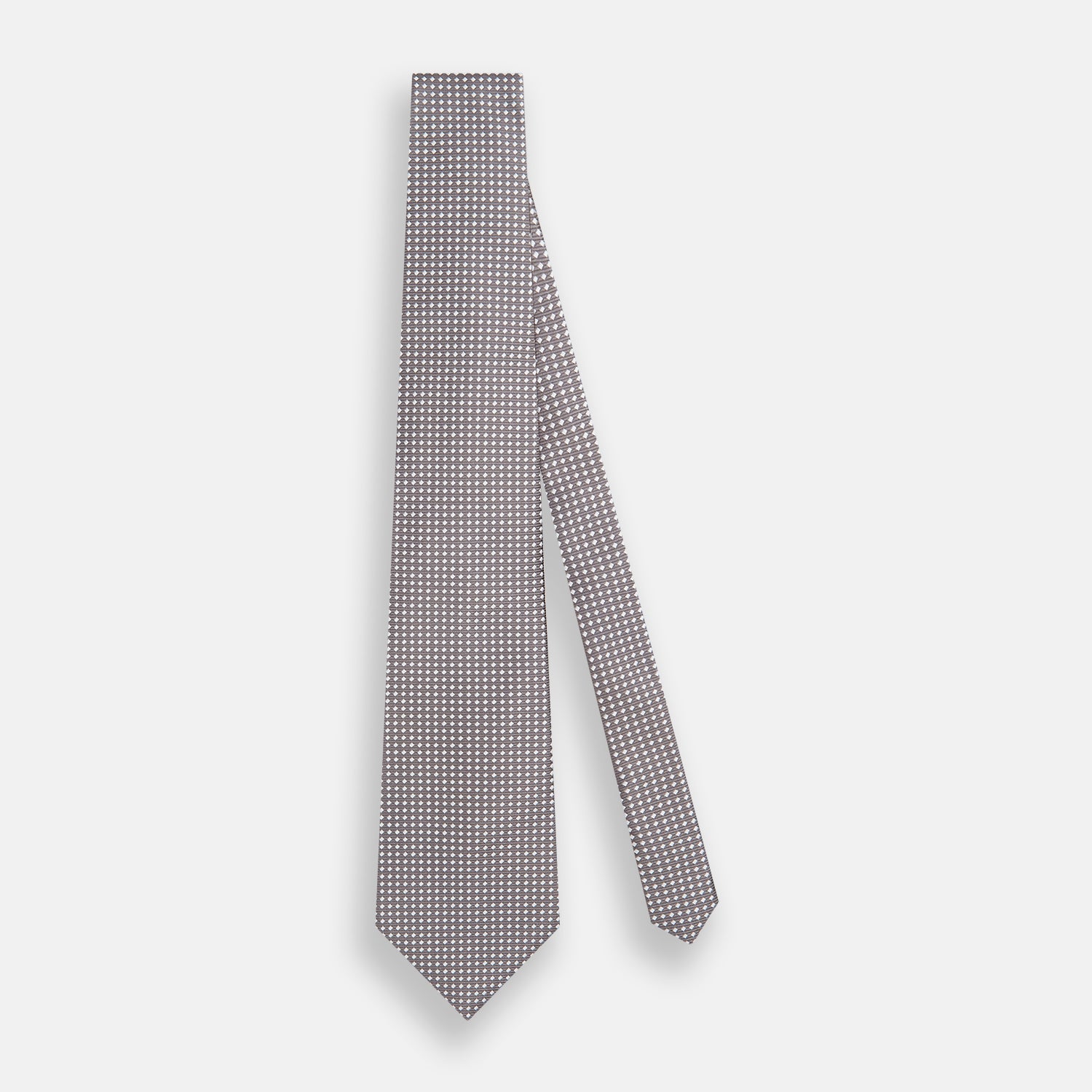 Grey and White Diamond Silk Tie