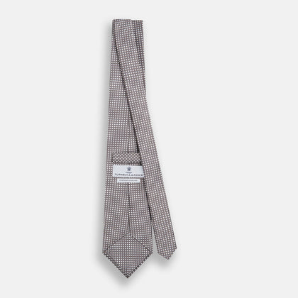 Grey and White Diamond Silk Tie Image 3