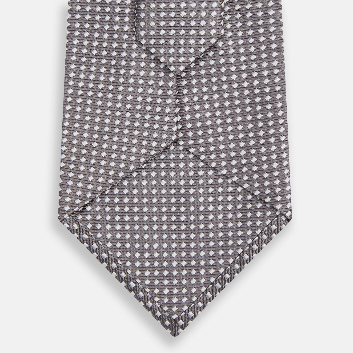 Grey and White Diamond Silk Tie