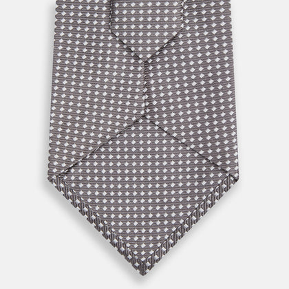 Grey and White Diamond Silk Tie Image 2