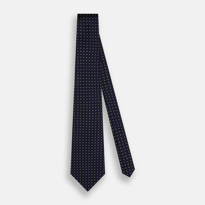Navy and Light Green Circle Silk Tie