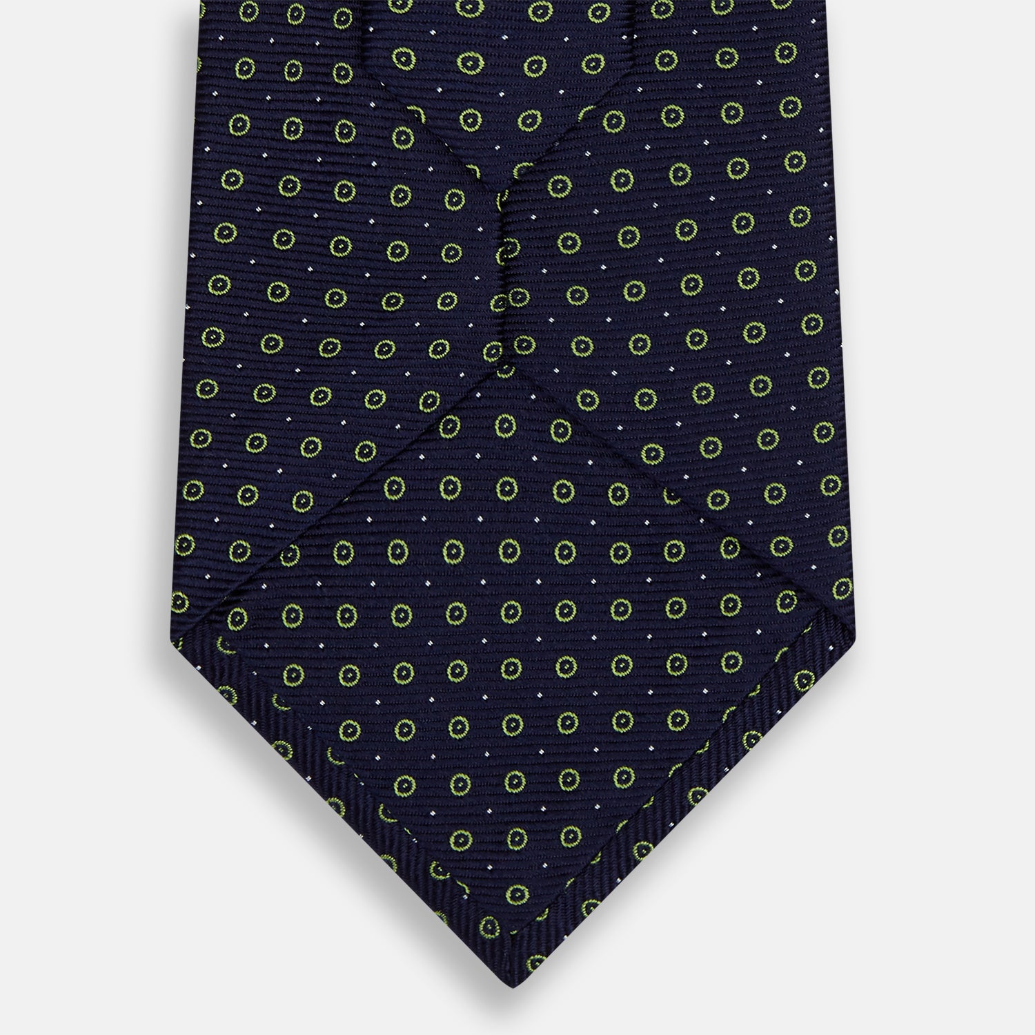 Navy and Light Green Circle Silk Tie