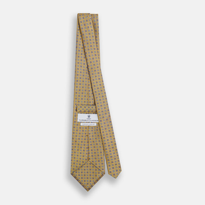 Blue and Gold Multi Dot Silk Tie Image 3
