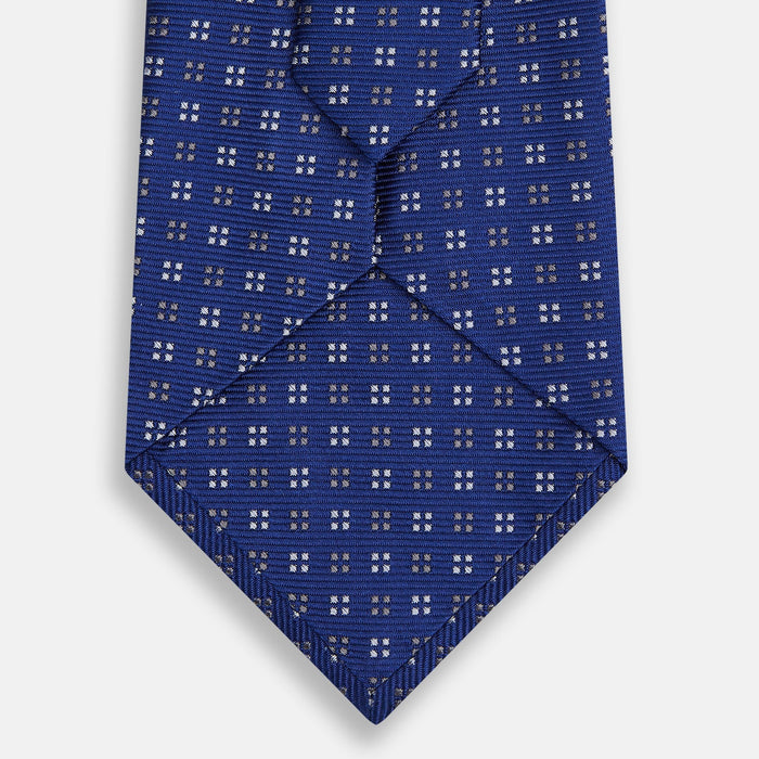 Blue and Brown Multi Dot Silk Tie Image 2