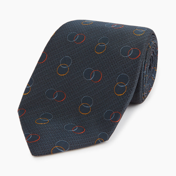 Navy Links Silk Tie Image 4