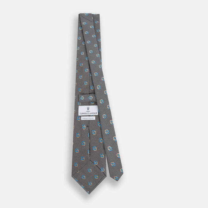 Blue and Gold Silk Tie Image 3