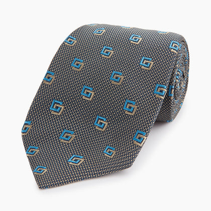 Blue and Gold Silk Tie Image 4