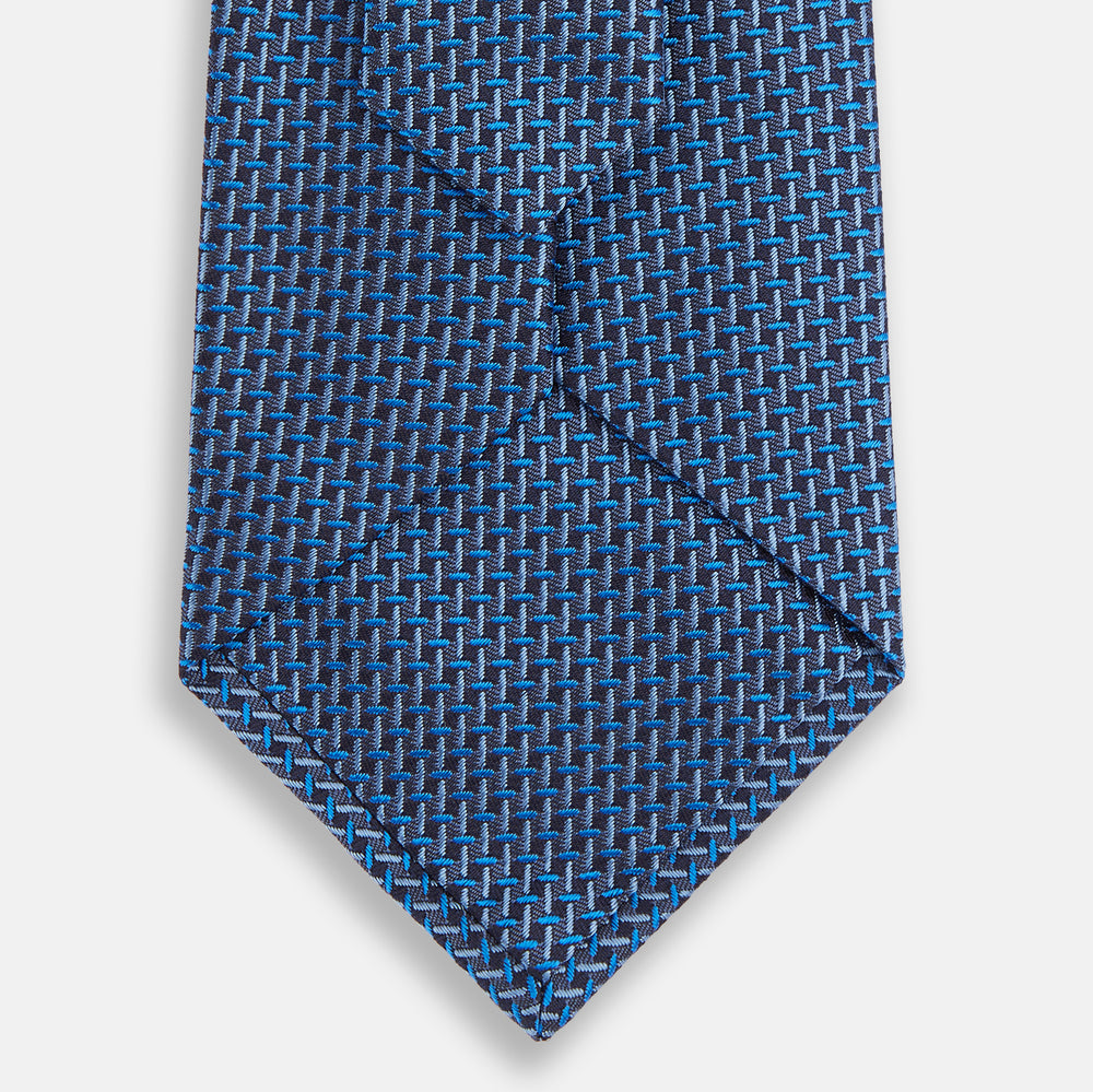 Blue Geometric Silk Tie