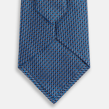 Blue Geometric Silk Tie Image 2