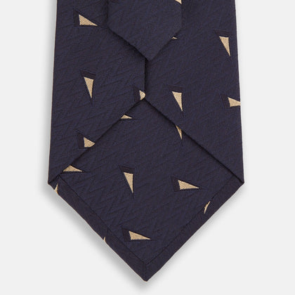 Navy Triangle Silk Tie Image 2