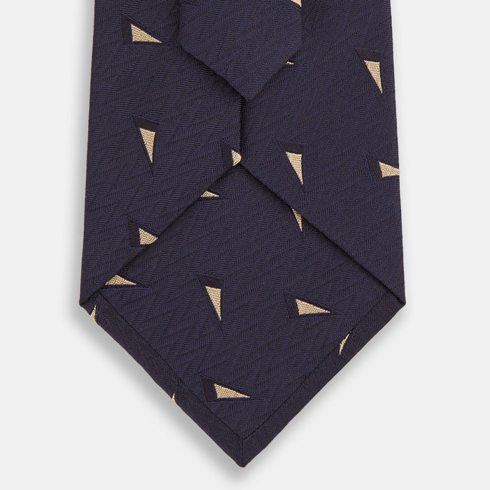 Navy Triangle Silk Tie Image 2
