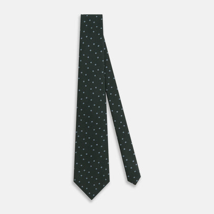 Pale Blue and Green Micro Dot Silk Blend Tie