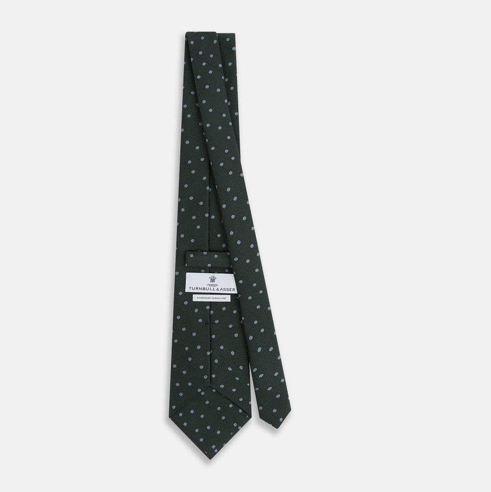 Pale Blue and Green Micro Dot Silk Blend Tie