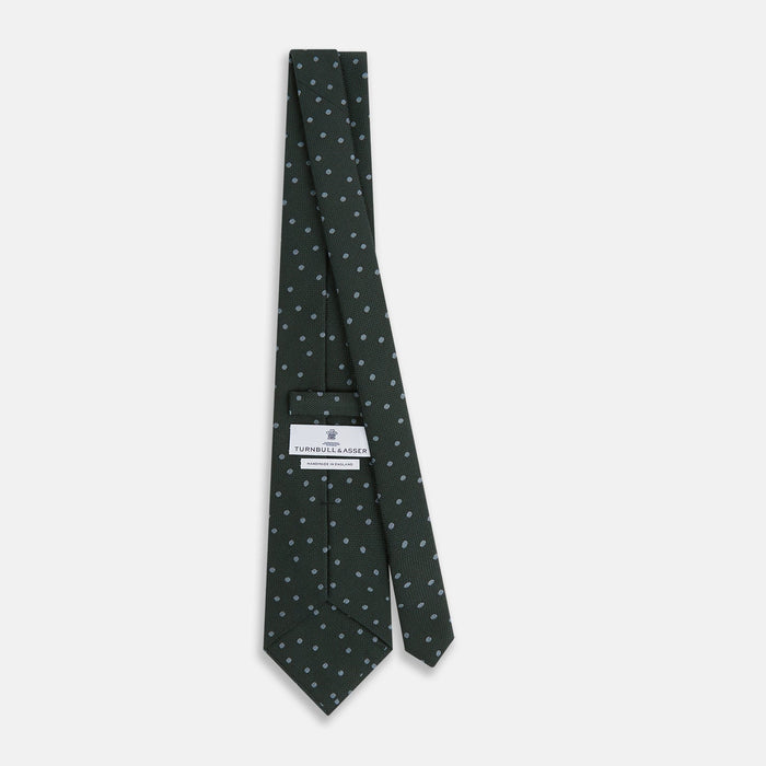 Pale Blue and Green Micro Dot Silk Blend Tie Image 3