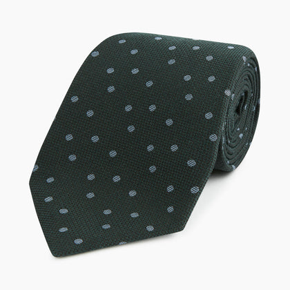 Pale Blue and Green Micro Dot Silk Blend Tie Image 4