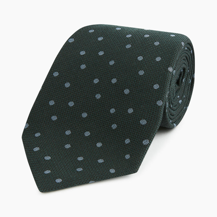 Pale Blue and Green Micro Dot Silk Blend Tie Image 4