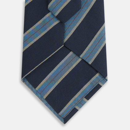 Blue Multi Stripe Silk Blend Tie Image 2