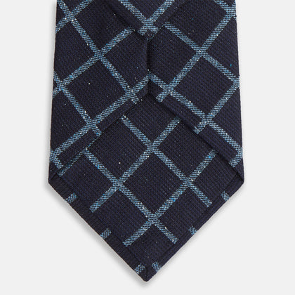 Blue Diagonal Check Silk Blend Tie Image 2