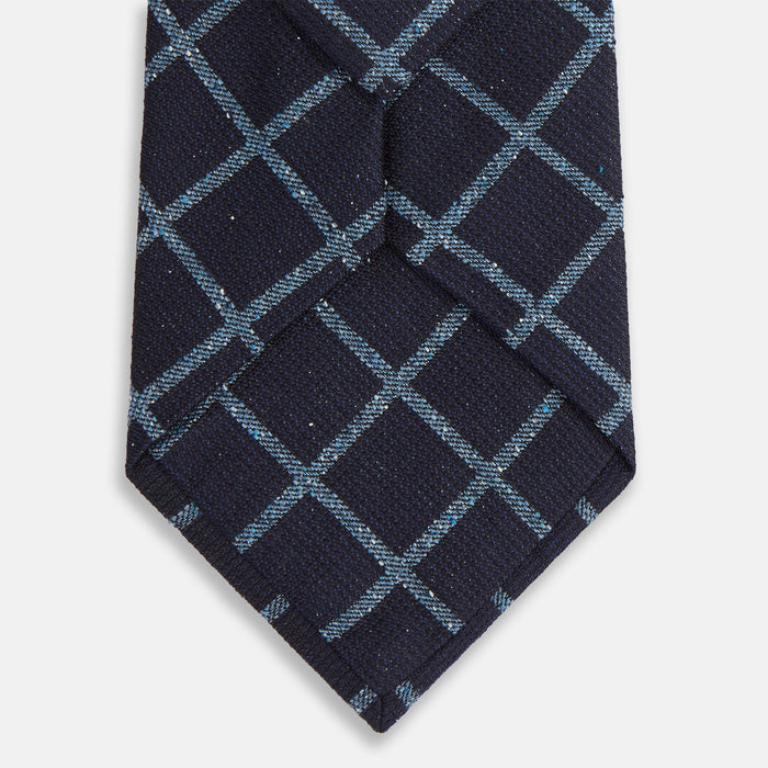 Blue Diagonal Check Silk Blend Tie Image 2
