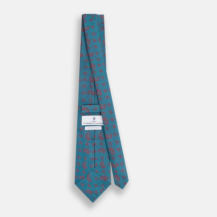 Teal Paisley Silk Tie Image 3