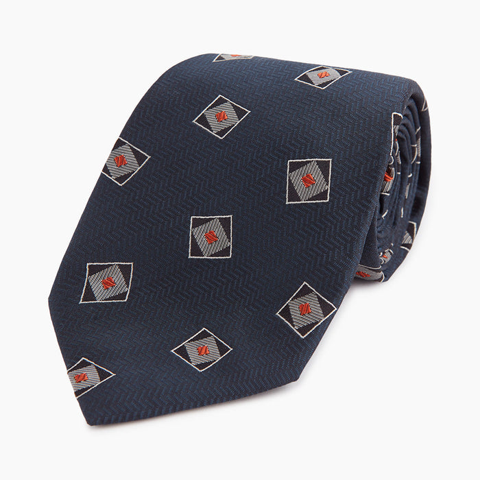 Grey Square Overlay Silk Tie Image 4